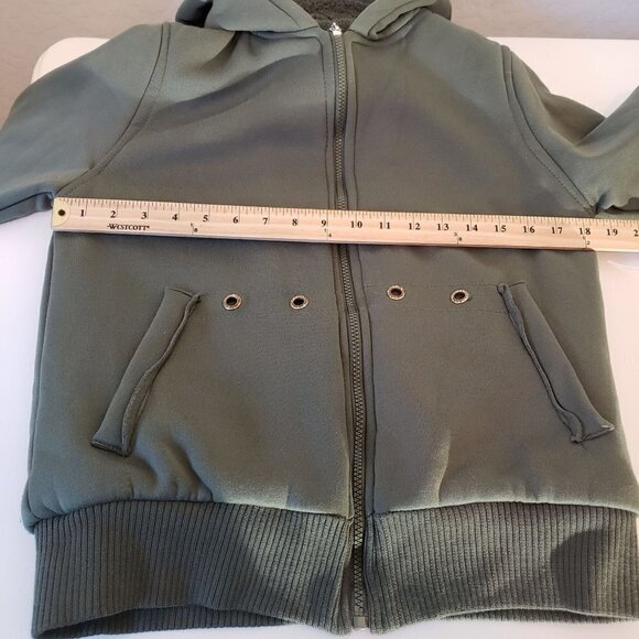 Online Full zip fleece hoodie sweater with faux fur lining size L NWT - Picture 9 of 11
